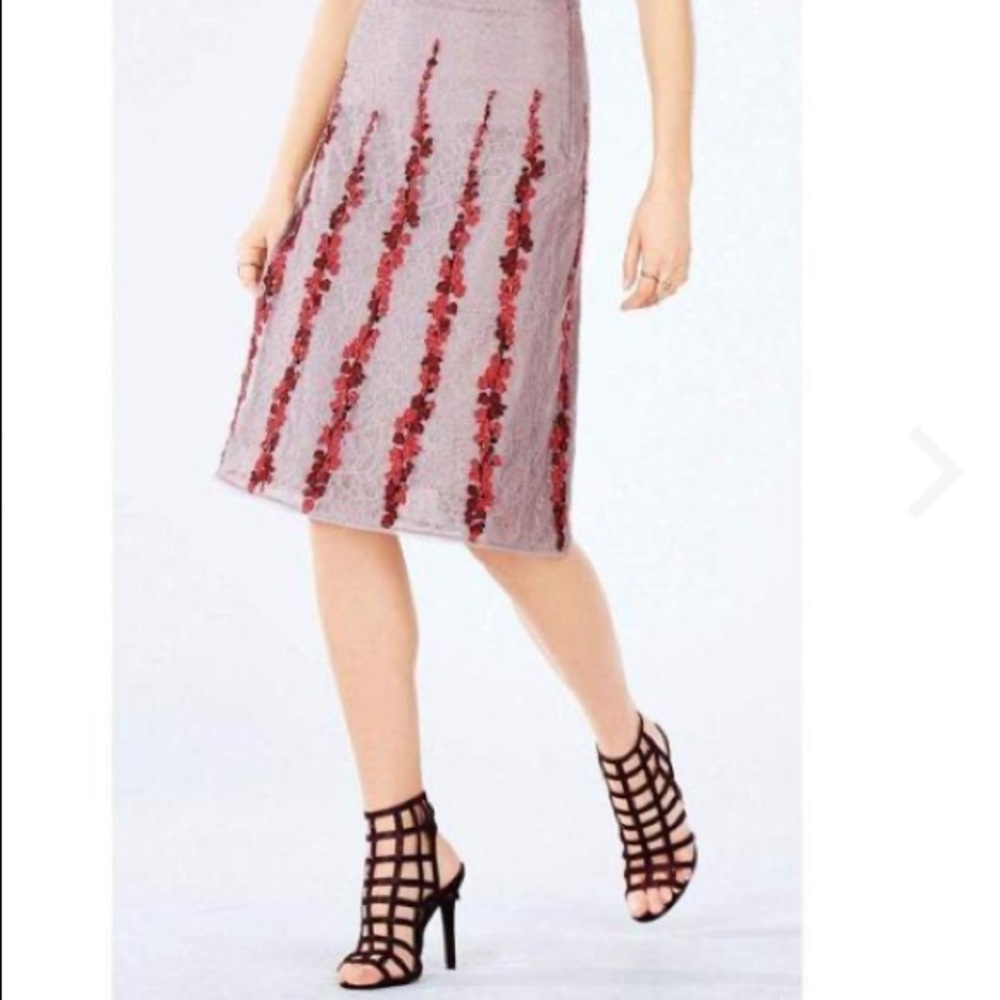 BCBG MaxAzria Floral Embroidered Midi Skirt - Picture 2 of 7